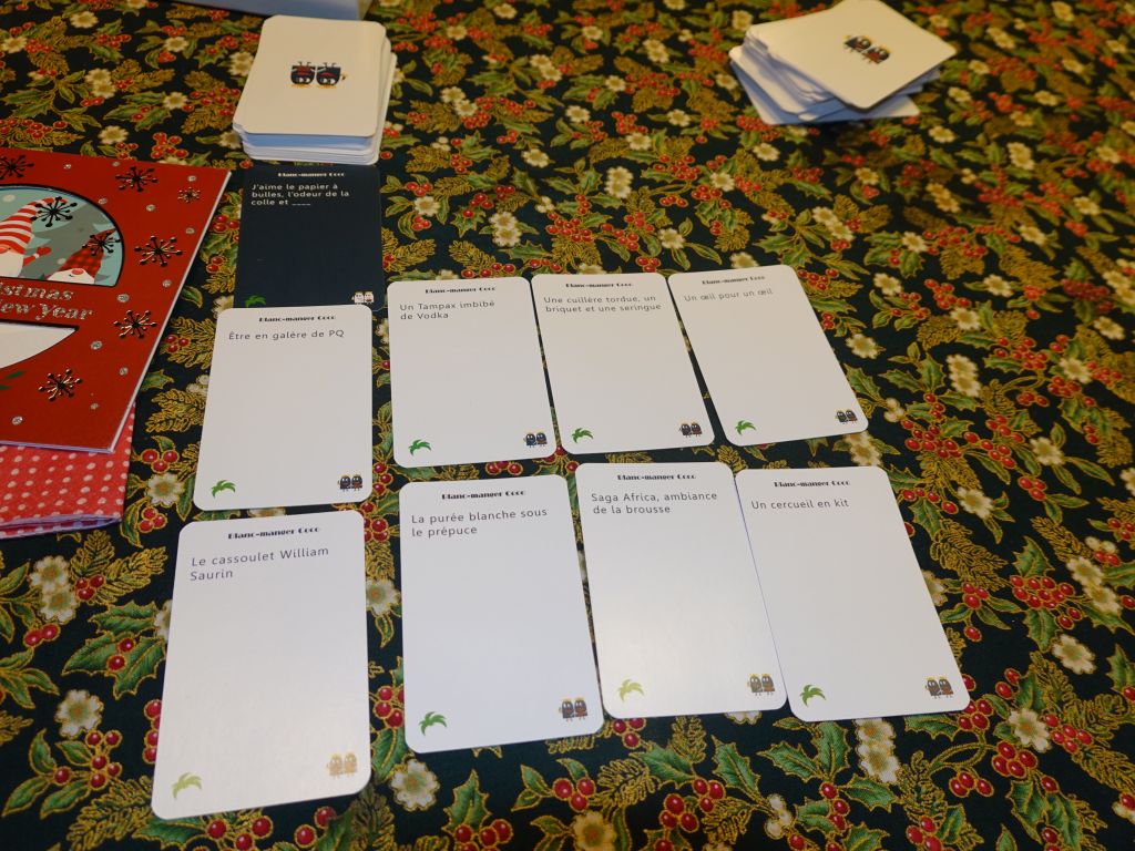 we had fun with another game, french cards against humanity