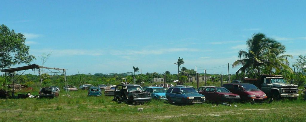 Belize is where cars go to die, they're stripped for parts and left where they were