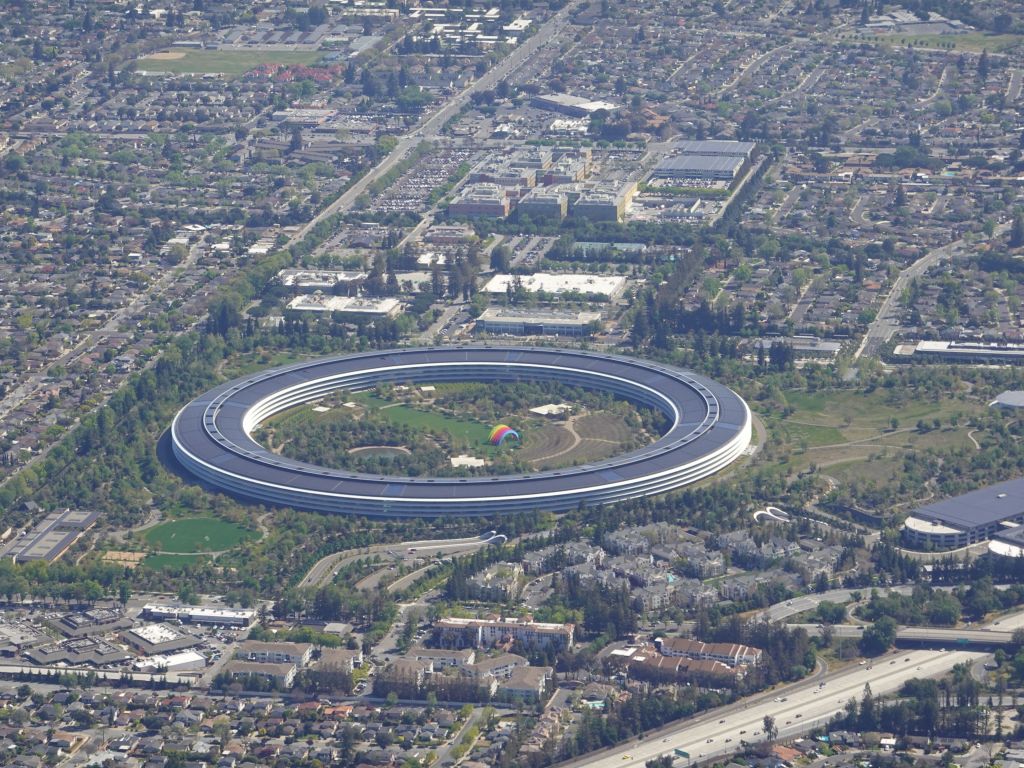 beautiful day for a picture of the apple campus