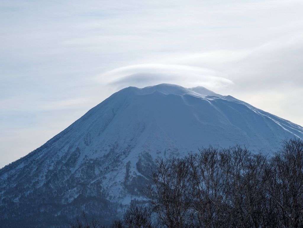 windy day with rotor cloud on top of Mt Yotei