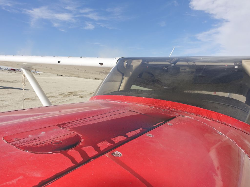 we got a bit of oil, but enough had been lost in flight that it didn't cover the windshield