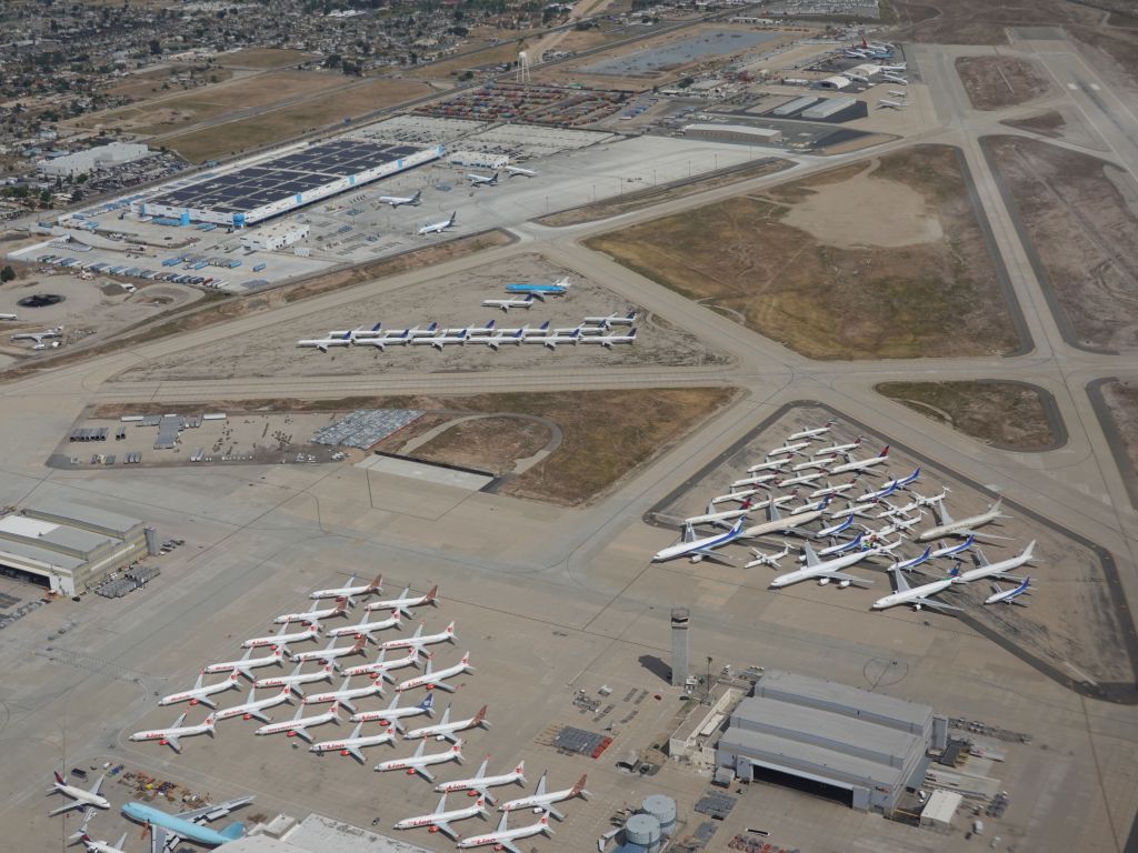 San Bernardino is not a busy airport, it's used for plane storage