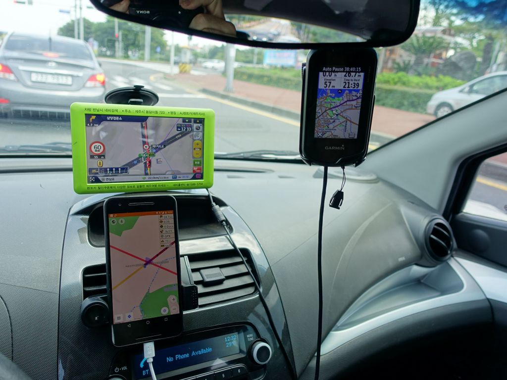 because getting the rental car GPS to work was hard, I had 2 of my own with openstreetmaps in Jeju :)