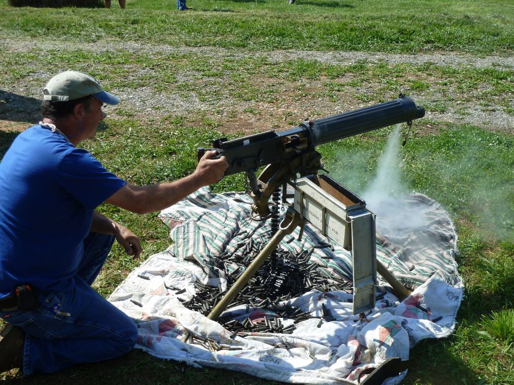 the machine gun was water cooled, so vapour came out when it was too hot