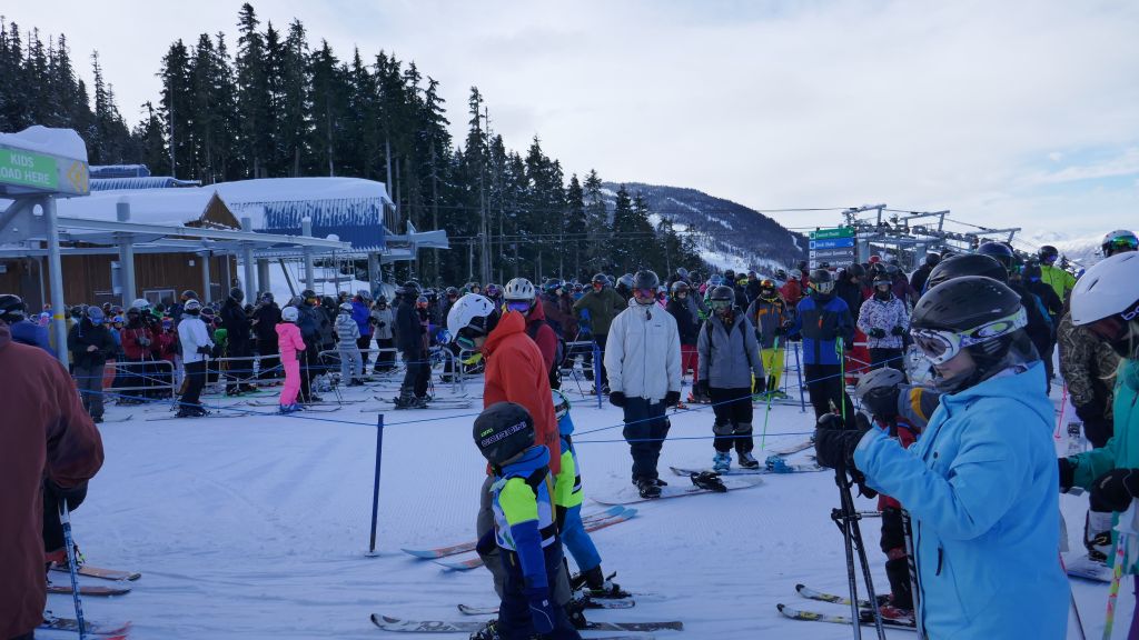 Whistler opened very little due to winds, and this gave ridiculous lines