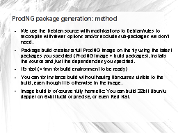 ProdNG package generation