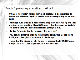 ProdNG package generation
