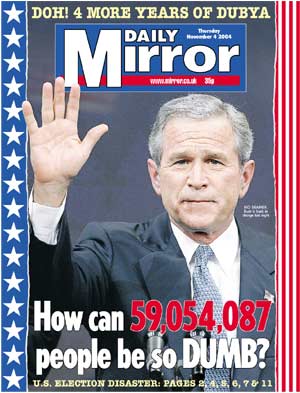 george w buch on daily mirror 4 Nov 2004
