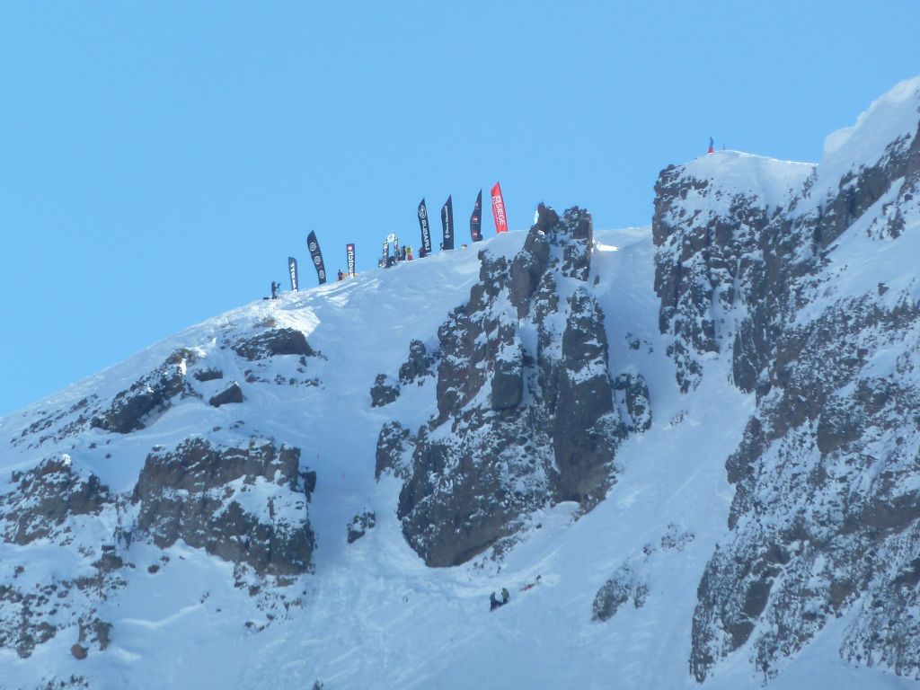 Crazy skiiers going down the cirque