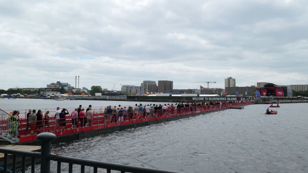 interestingly the event was only accessible via a floating bridge