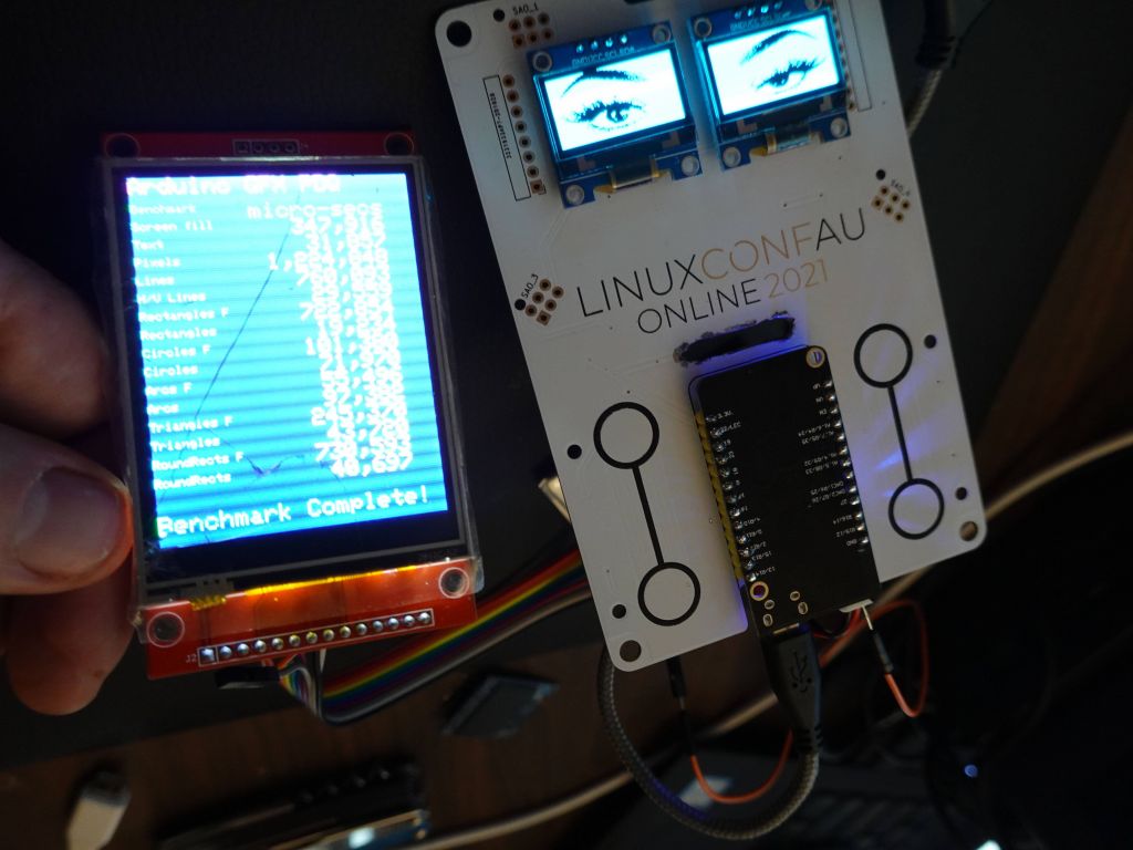 then got the 2 original I2C screens to display blinking eyes and worked on the SPI screen