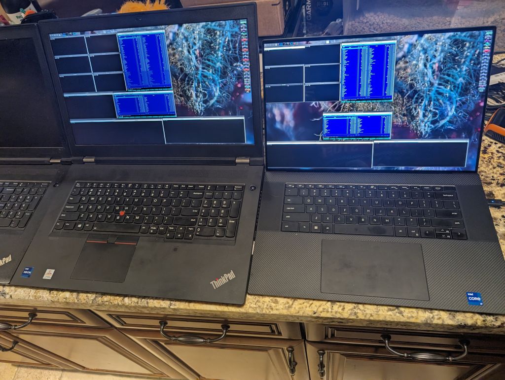 P17gen2 vs Dell XPS 9730, and the Dell has more pixels even (3840x2400 instead of 3840x2160), but it's sadly missing the trackpoint