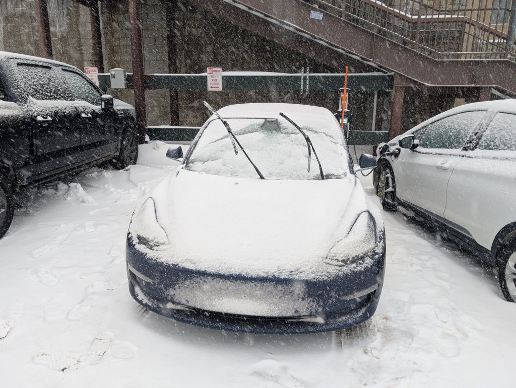 charging in the snow 