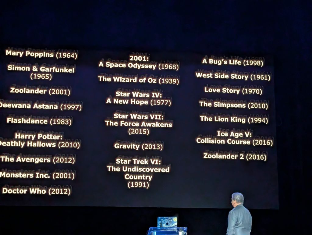 the list of movies for his 2nd talk