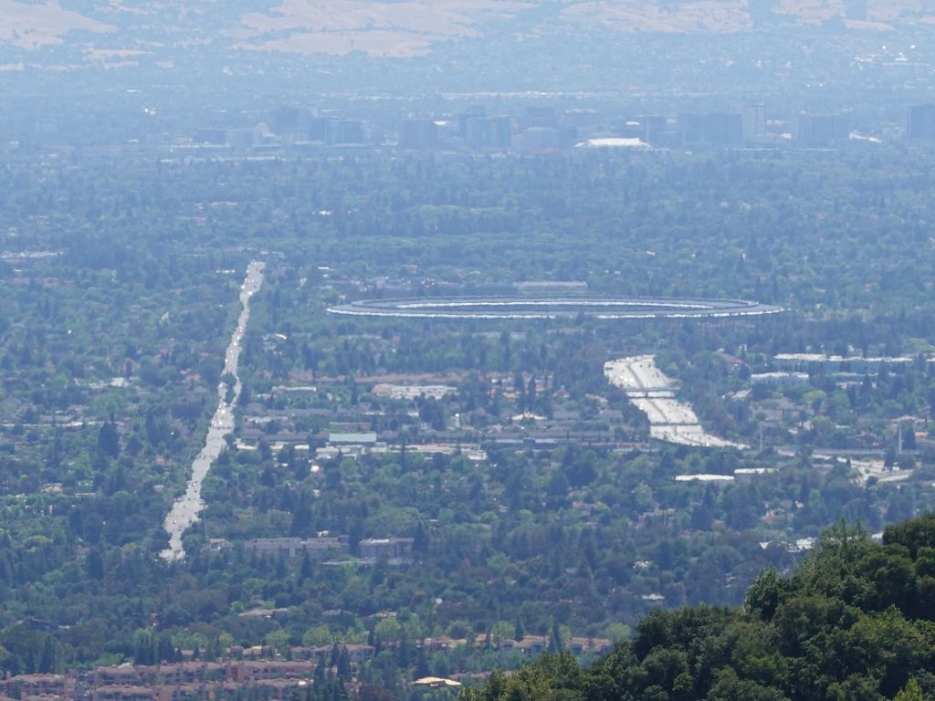 interesting view of stevens creek, 280, and the spaceship