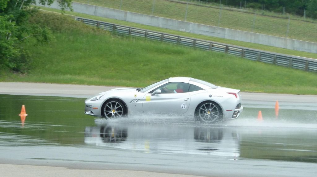 Ferrari California in the simulated rain, ironic :)