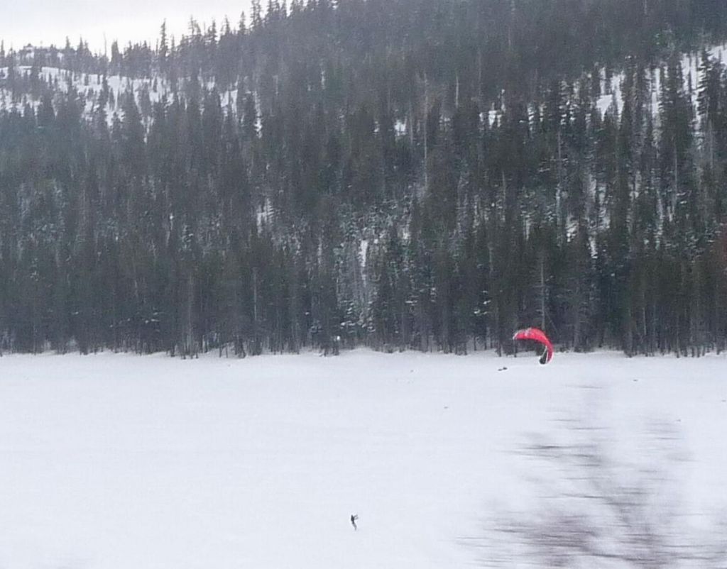 kite surfing on an ice lake