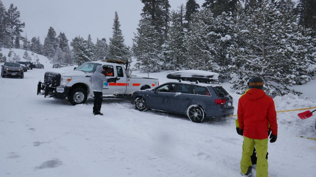 Caltrans truck then slid into the audi and hit its front