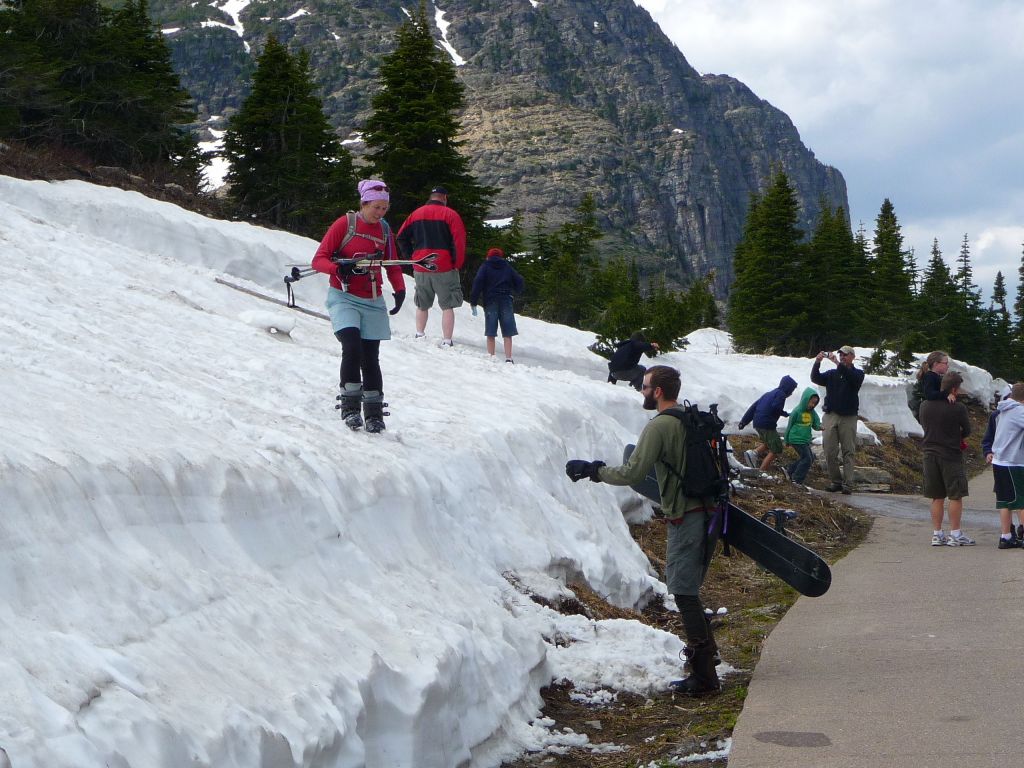 People got excited to ski/board a few feet of glacier :)