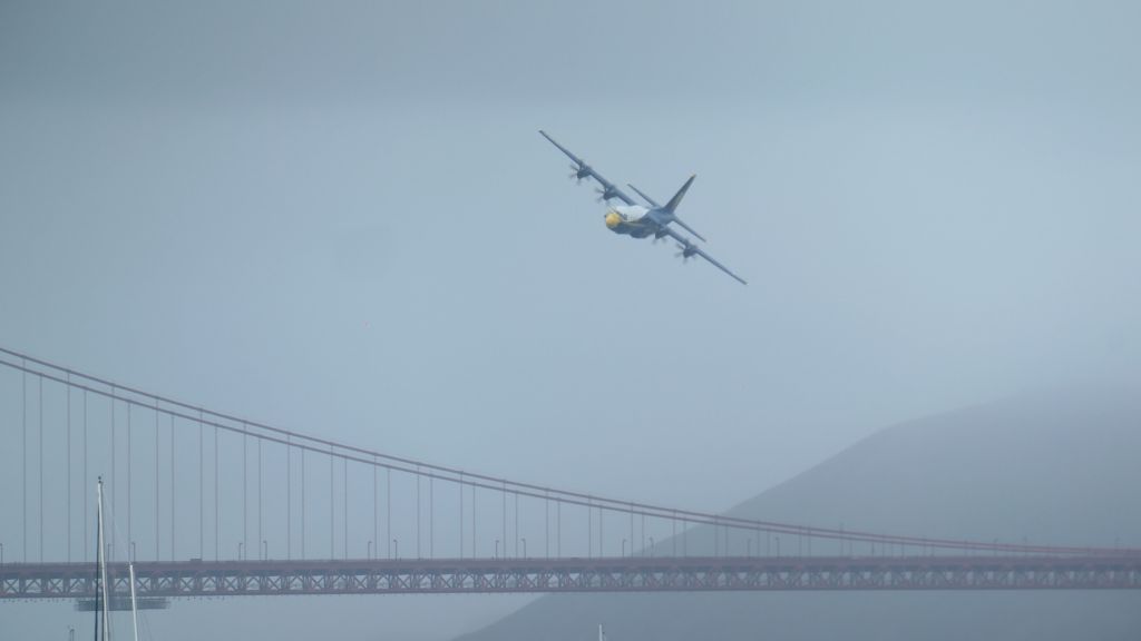 and fat albert was the last one to fly but by then the weather was too low for blue angels to perform