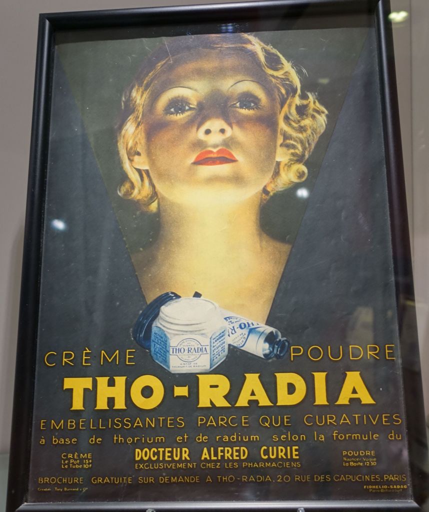 french poster selling radioactive cream, supposedly to make women prettier. Ooops...