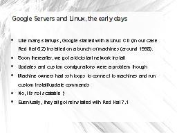 Google Servers and Linux, the early days